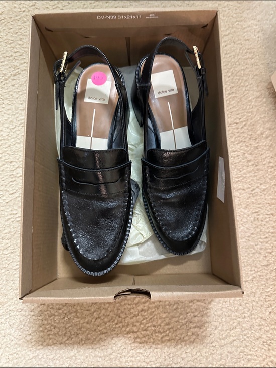 Dolce Vita Shoes - Dolce Vita Black Leather Slingback Penny Loafers